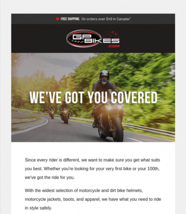 newsletter subject line example GP Bikes