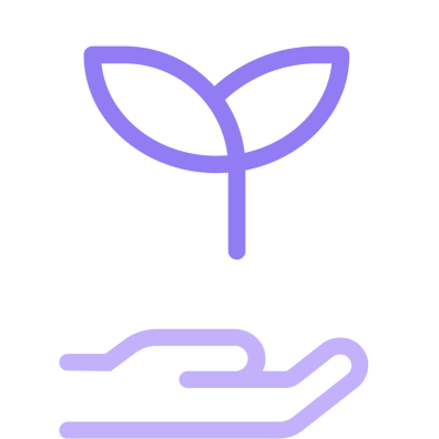 Illustration d'une paume de main sous une plante verte