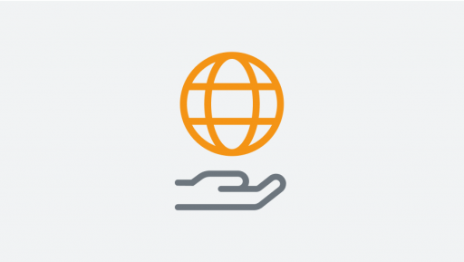 Illustration d'un globe au dessus d'une paume de main