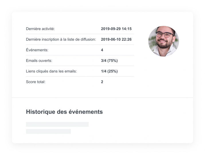 Exemple d'une capture de la plateforme de données clients du logiciel Liana Marketing Automation