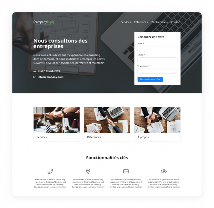 Création de landing page dans Liana CMS