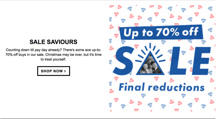 ASOS offre jusqu’à 70% de réduction après les fêtes.