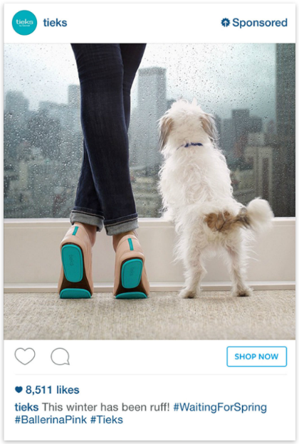 Tieks buy button on Instagram