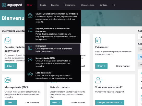 Page d'accueil de la plateforme Ungapped montrant l'onglet 