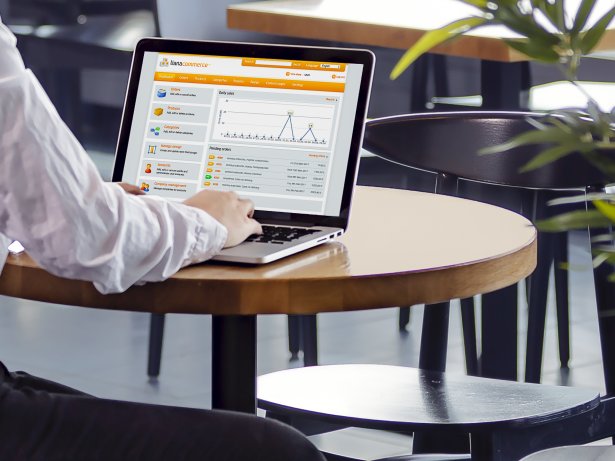 L'interface utilisateur de la solution ecommerce de Liana sur un ordinateur