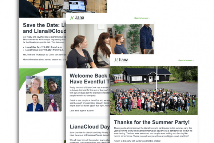 Internal company newsletters sent with email marketing software LianaMailer