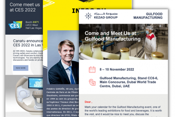 Lettres de campagne email marketing B2B créées avec LianaMailer