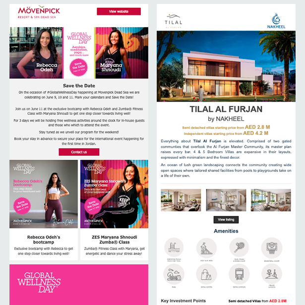 Deux newsletters envoyées avec l'outil de newsletter LianaMailer